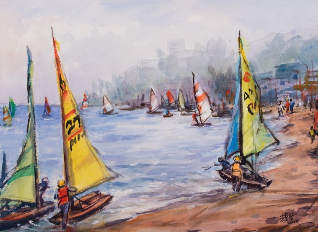 Exposição de Pinturas de Aguarela dos Quatro Lugares dos Dois Lados