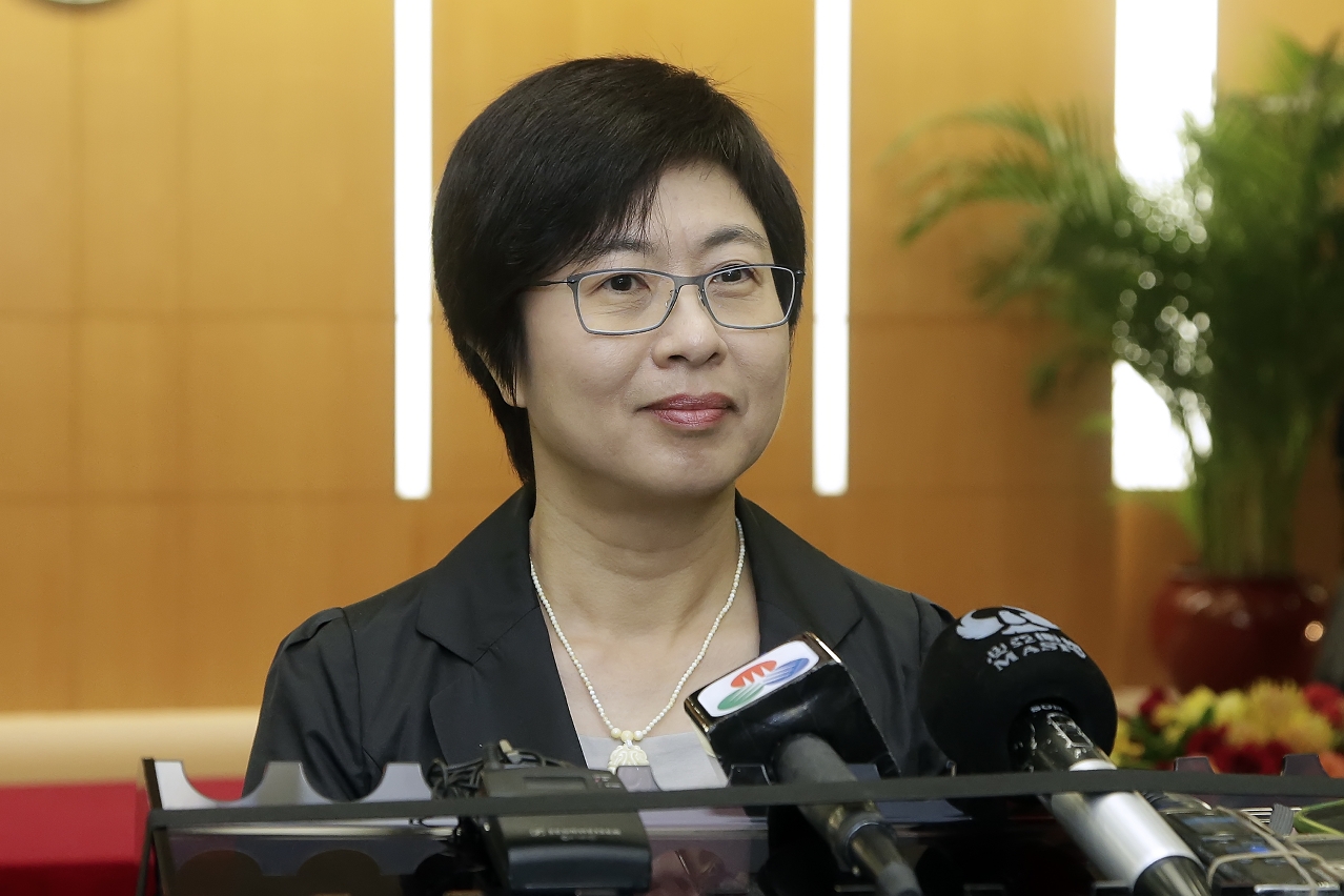 Secretária Para Administração e Justiça, Sónia Chan, fala à comunicação social