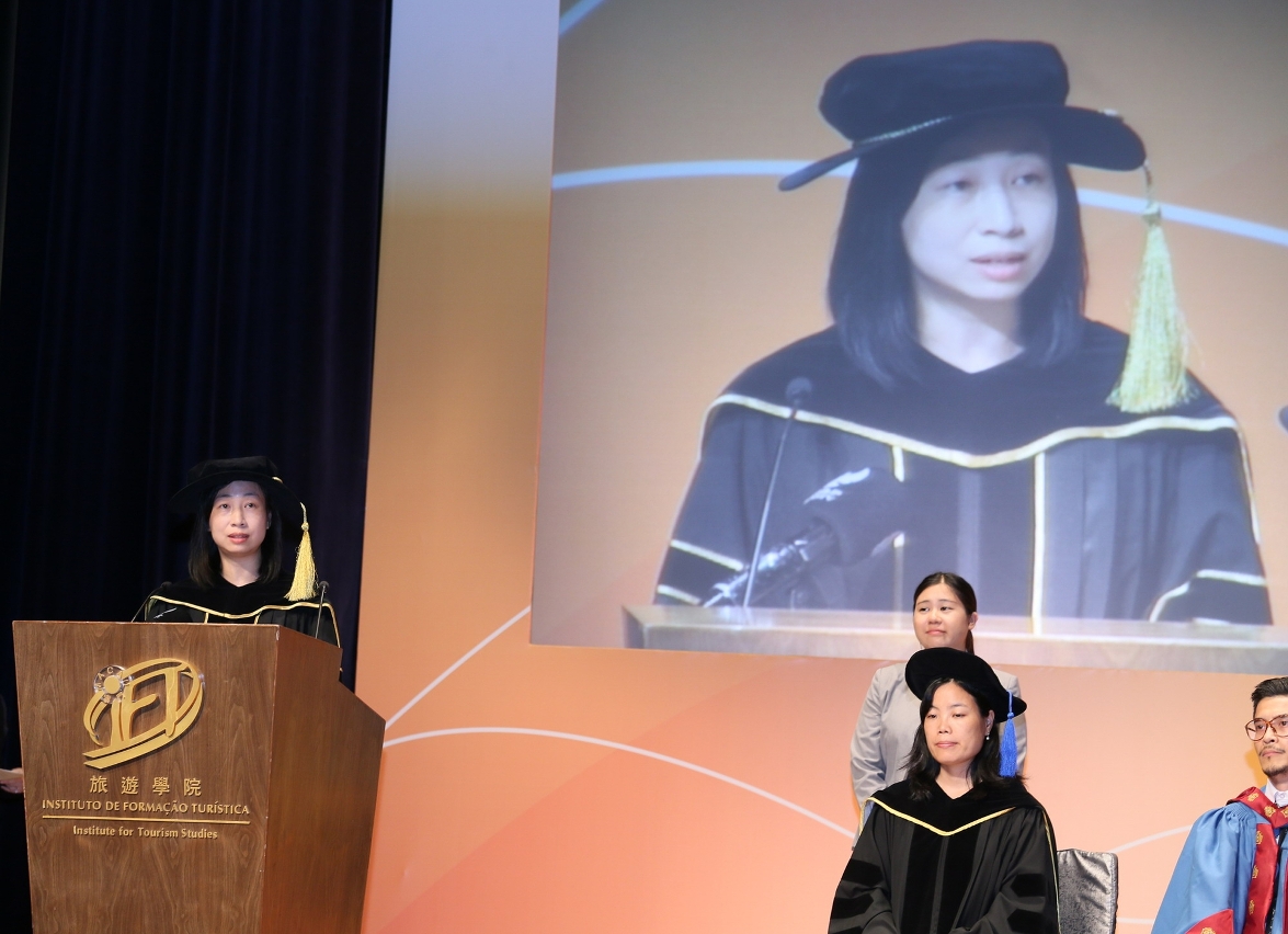 President of IFT, Dr. Fanny Vong, addressed her welcome speech to freshmen and exchange students
