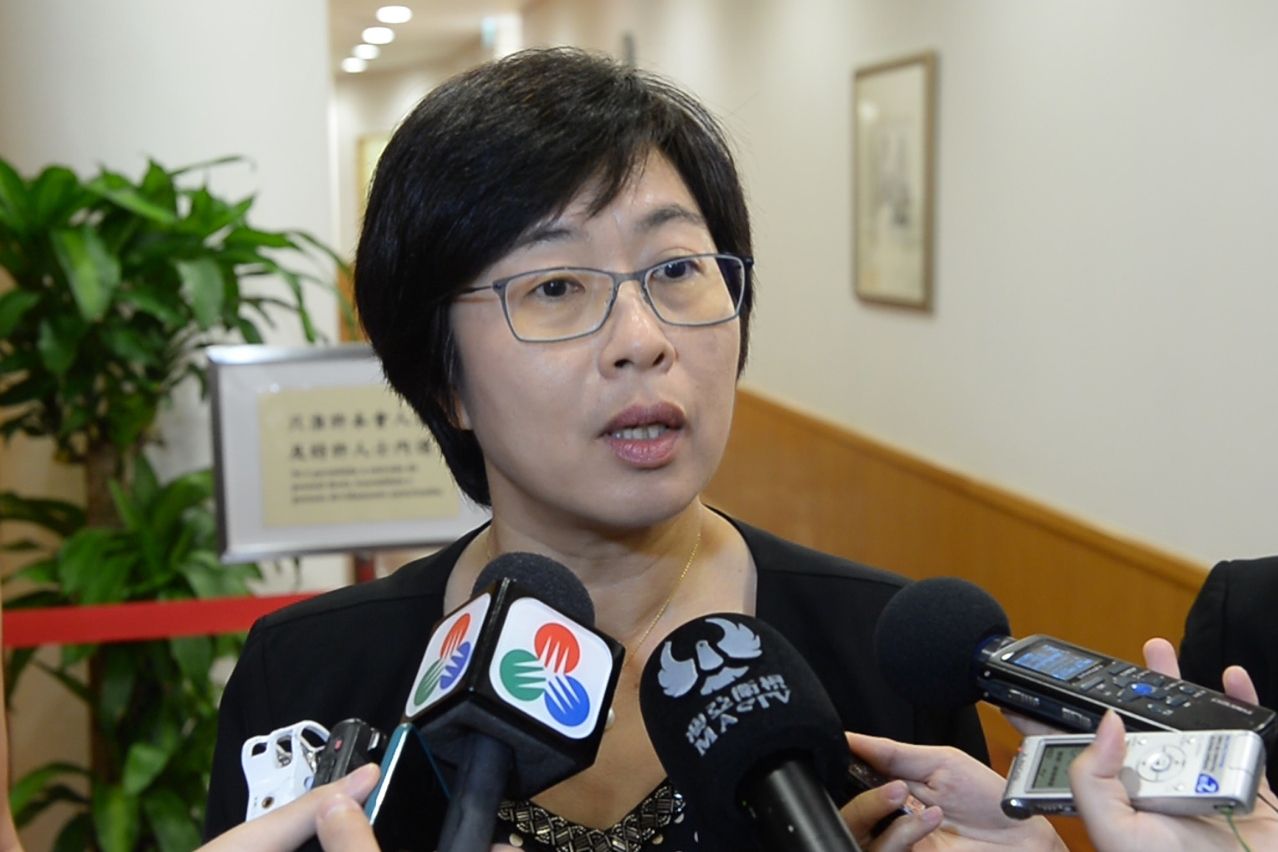 Secretary for Administration and Justice, Ms Chan Hoi Fan, meets the press.