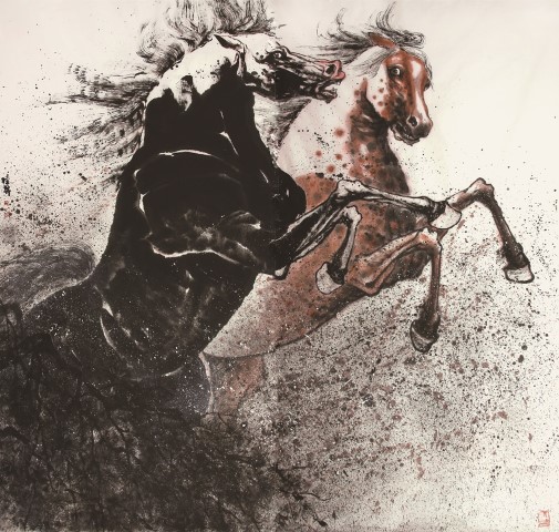 A Exposição“Cavalos Banhados a Tinta – Obras de Wu Lusheng”, integrada no Projecto de Promoção de Artistas de Macau.