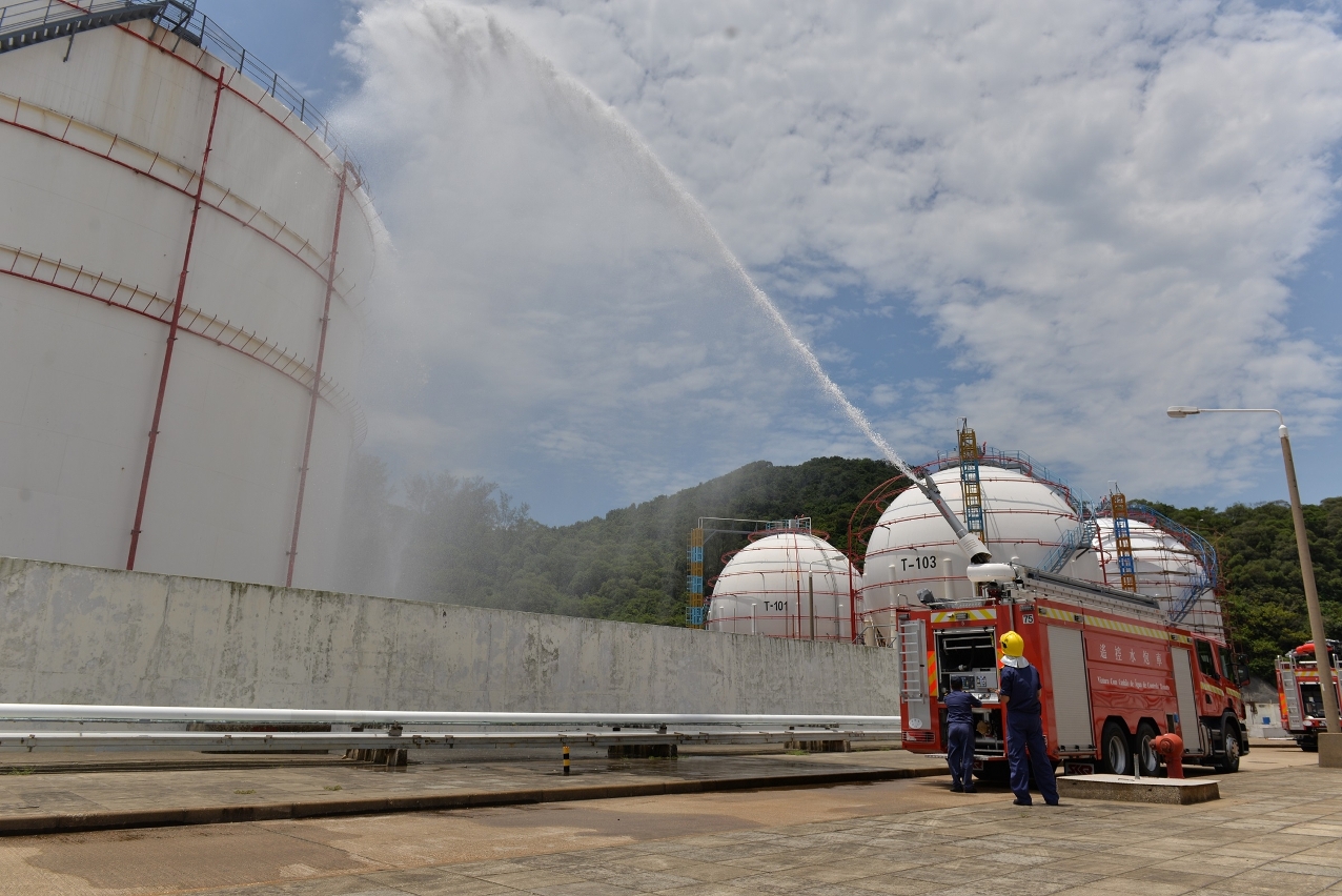 Simulacro de evacuação relativo ao incidente de gás de petróleo liquefeito no depósito de combustíveis de Ká-Hó
