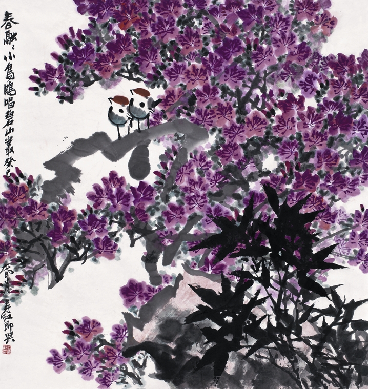 春融融小鳥鳴歌碧山叢