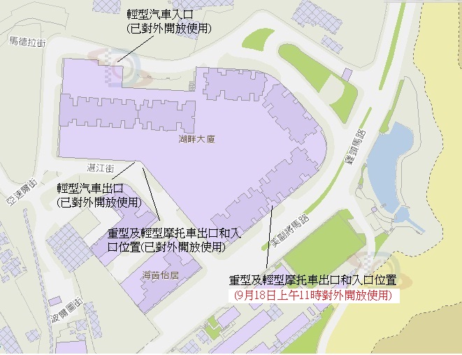 湖畔大廈停車場出入口位置圖