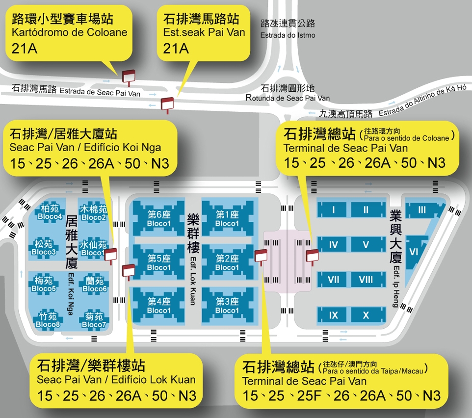 石排灣公屋社區巴士站分佈圖