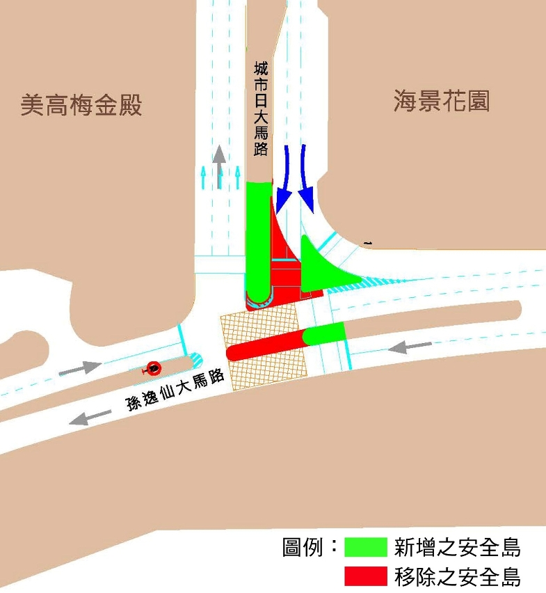 孫逸仙大馬路與城市日大馬路交界交通整治示意圖