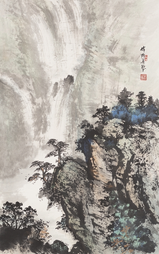 2. 松峰飛瀑105x66cm