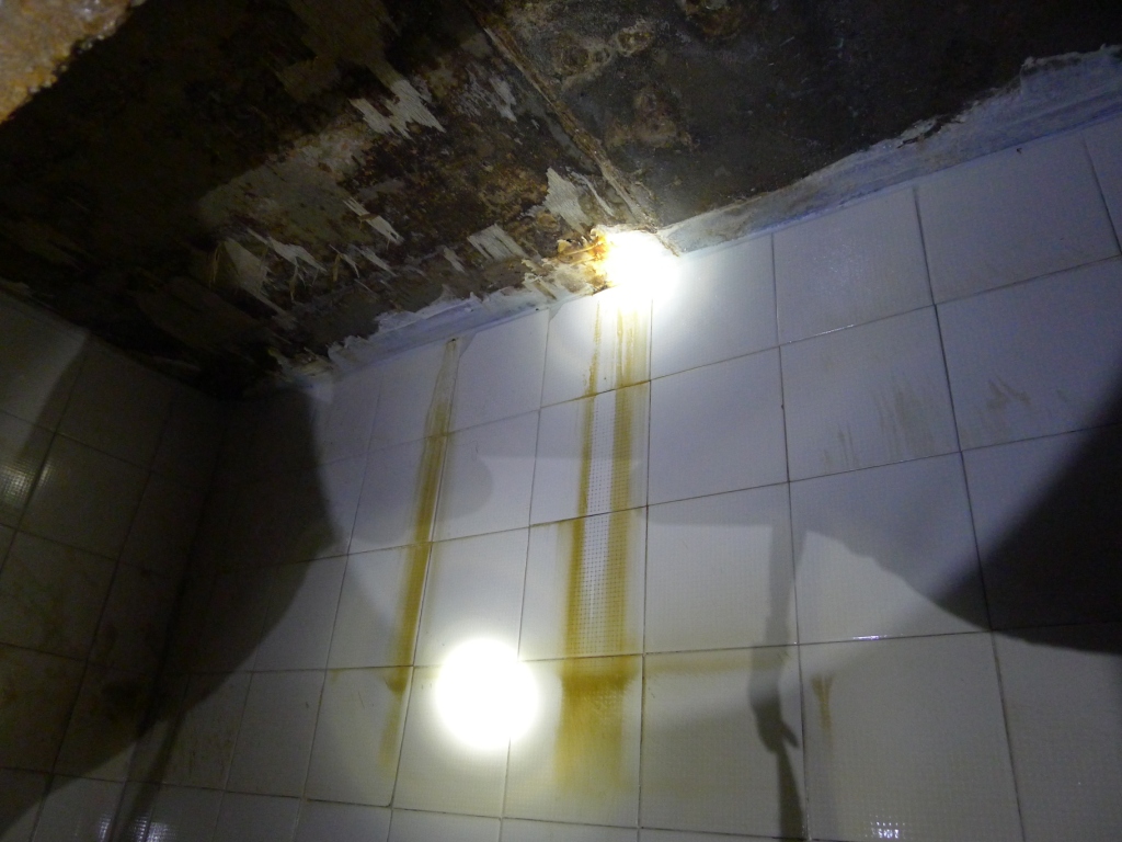 食水池內有明顯的滲漏痕跡