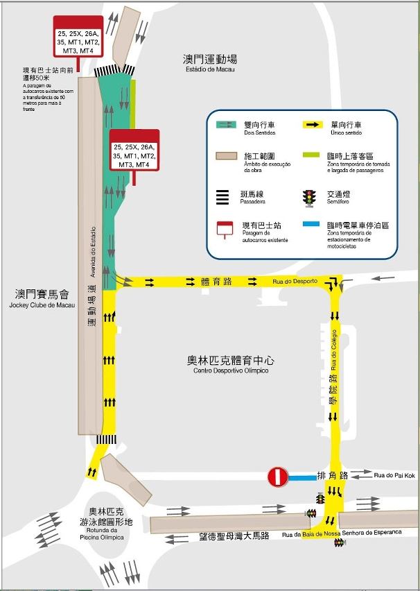運動場道輕軌工程及臨時交通安排圖