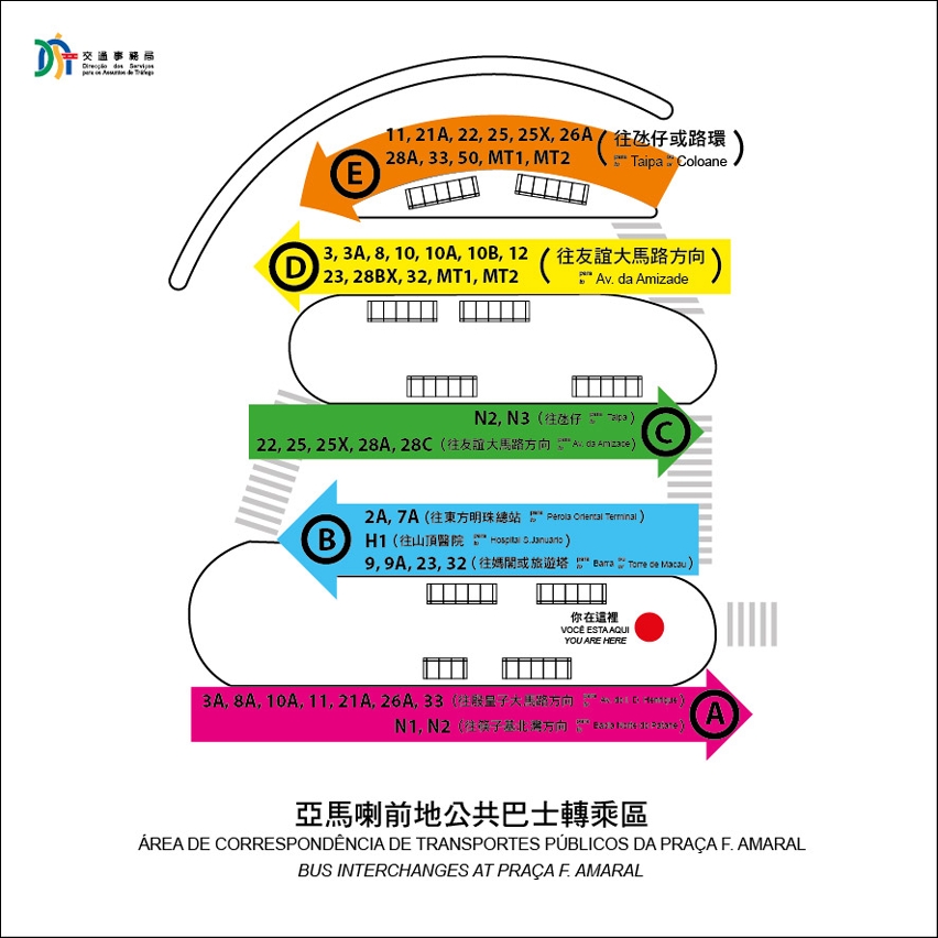 亞馬喇轉乘站周日起實施巴士新上落客站點位置示意圖
