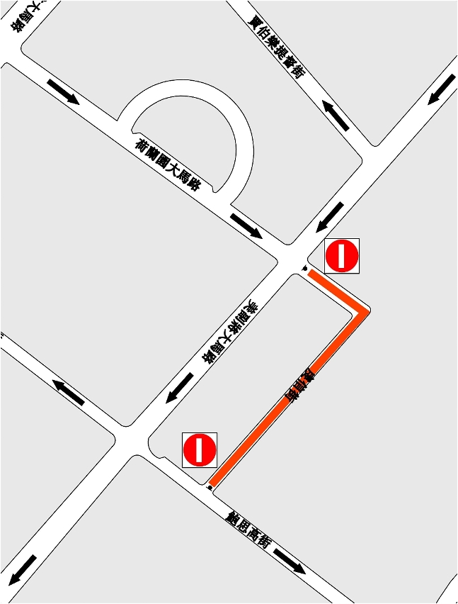 虔信街交通改動示意圖