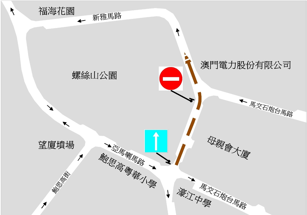 新雅馬路交通改道示意圖