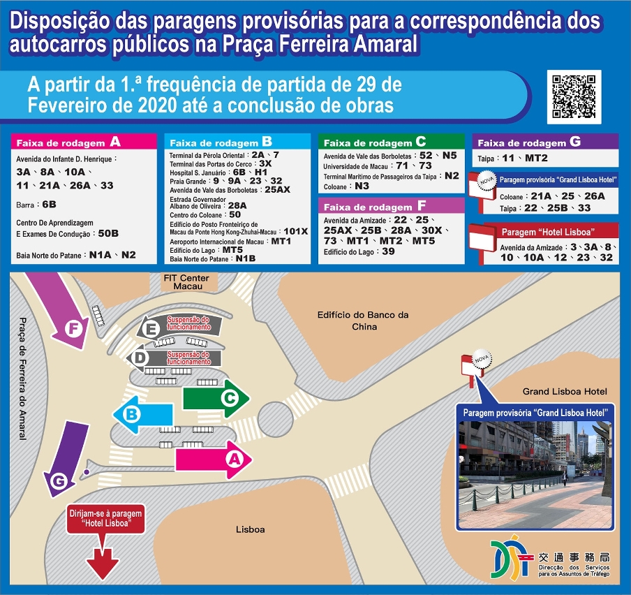Mapa de indicação das paragens provisórias das carreiras na “praça ferreira amaral”