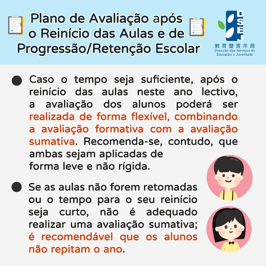 Plano de Avaliação após o Reinício das Aulas e de Progressão/Retenção Escolar