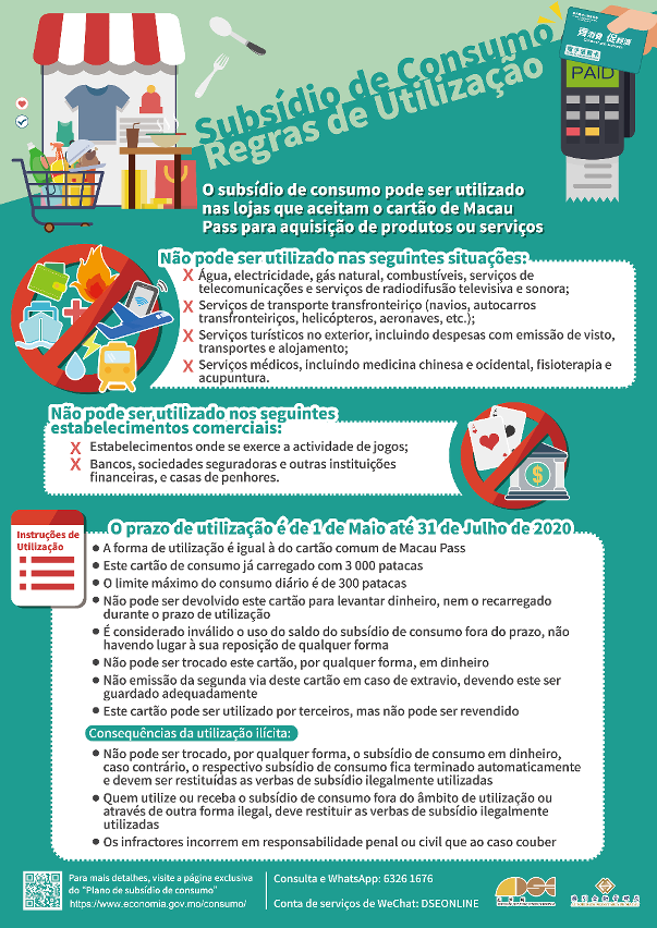 O panfleto sobre as regras de utilização do subsídio de consumo