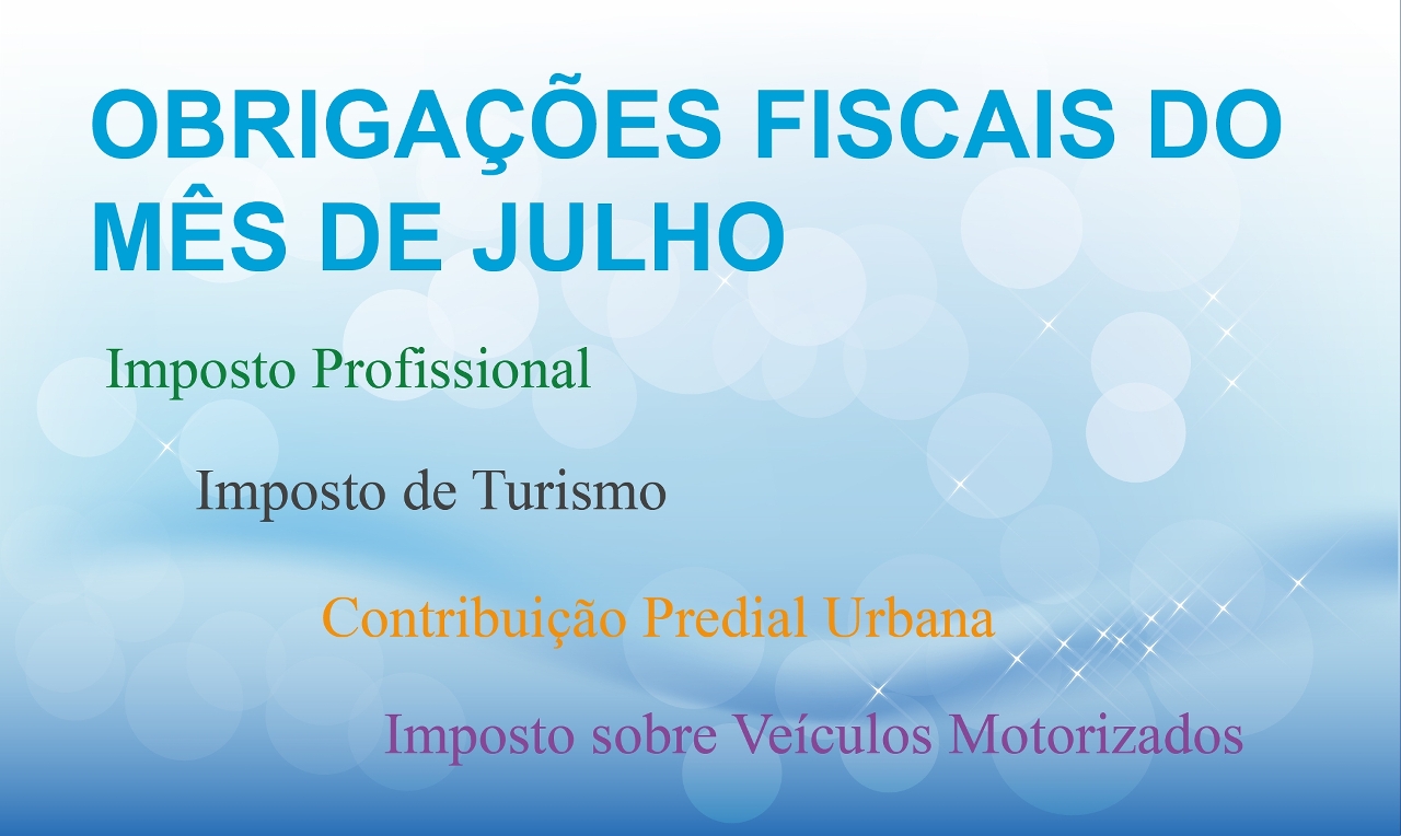 2020  Obrigações fiscais do mês de Julho