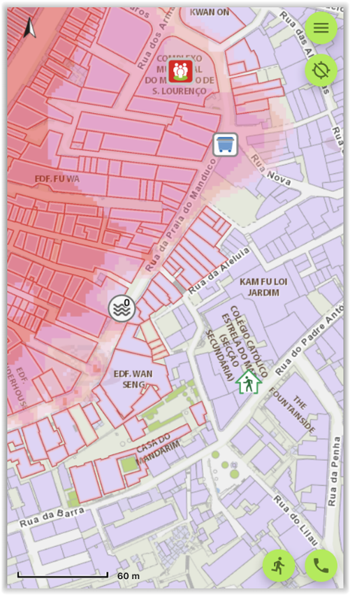 Fornecimento de informações sobre a previsão de inundação dos diferentes níveis de “Storm Surge” em diversas zonas de Macau, zona prevista que pode ser afectada pela medida de interrupção de energia eléctrica, a localização de cada Centro de Acolhimento de Emergência, entre outras informações de emergência.