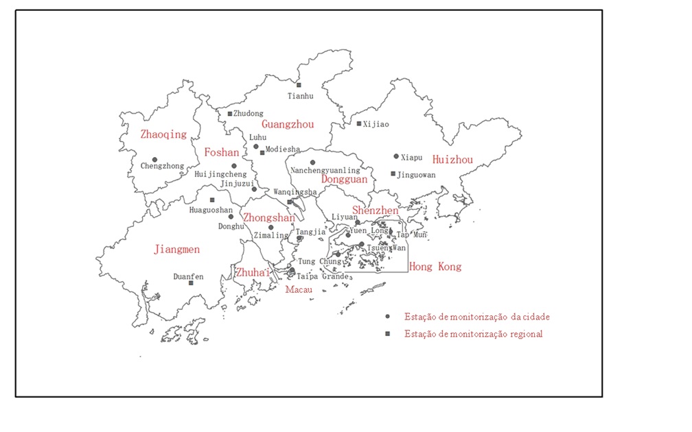 Rede de monitorização da qualidade do ar da Região do Delta do Rio das Pérolas (Guangdong, Hong Kong e Macau)