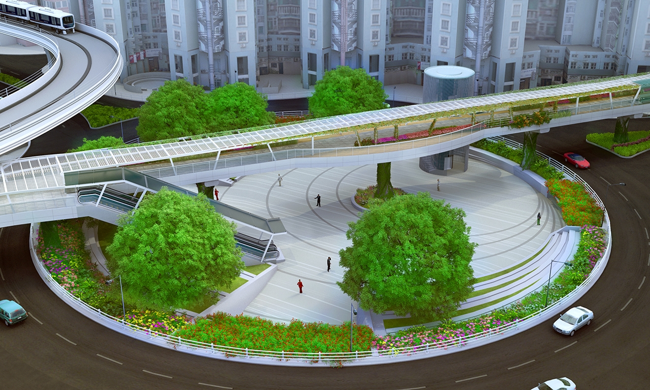 Conjugação da obra com a optimização da Rotunda do Estádio (planta de antevisão)