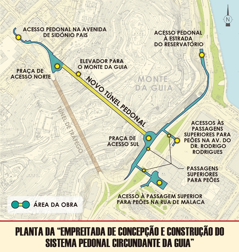planta relativa à “empreitada de concepção e construção do sistema pedonal circundante da guia”