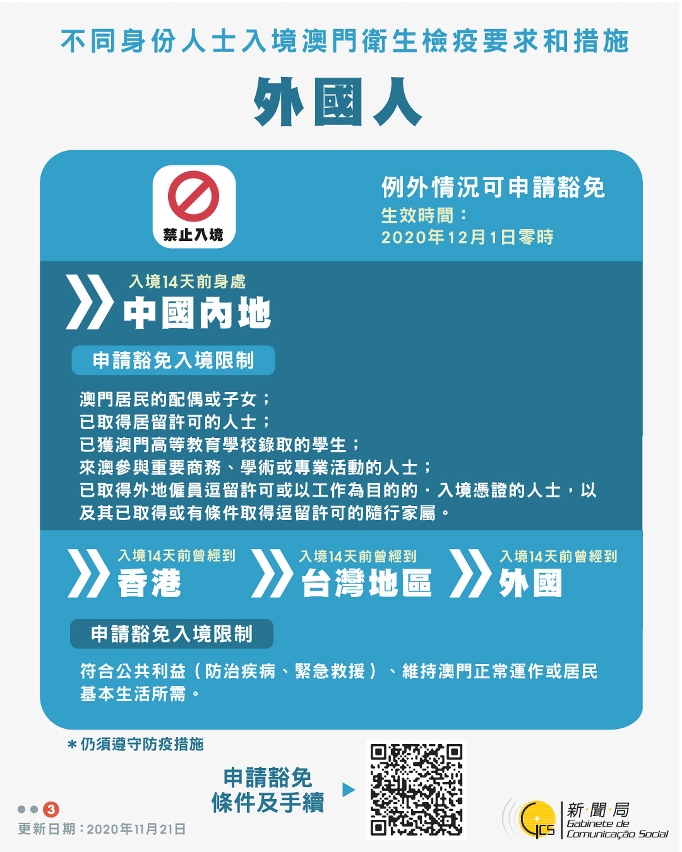 【圖文包】最新入境澳門衛生檢疫要求和措施