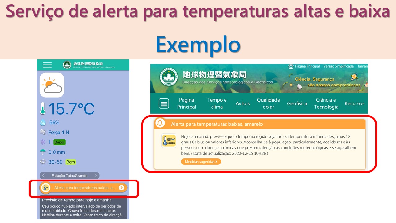 Serviço de alerta para temperaturas altas e baixas