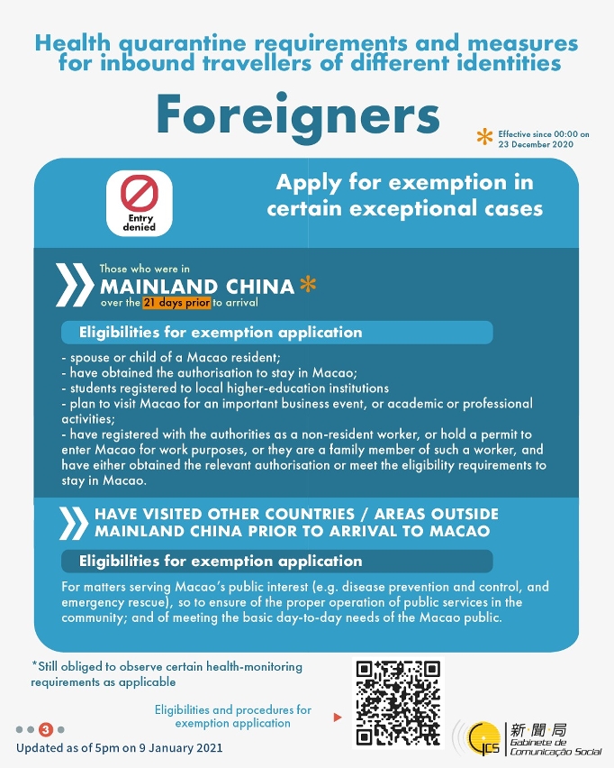 Health quarantine requirements and measures for inbound travellers of different identities