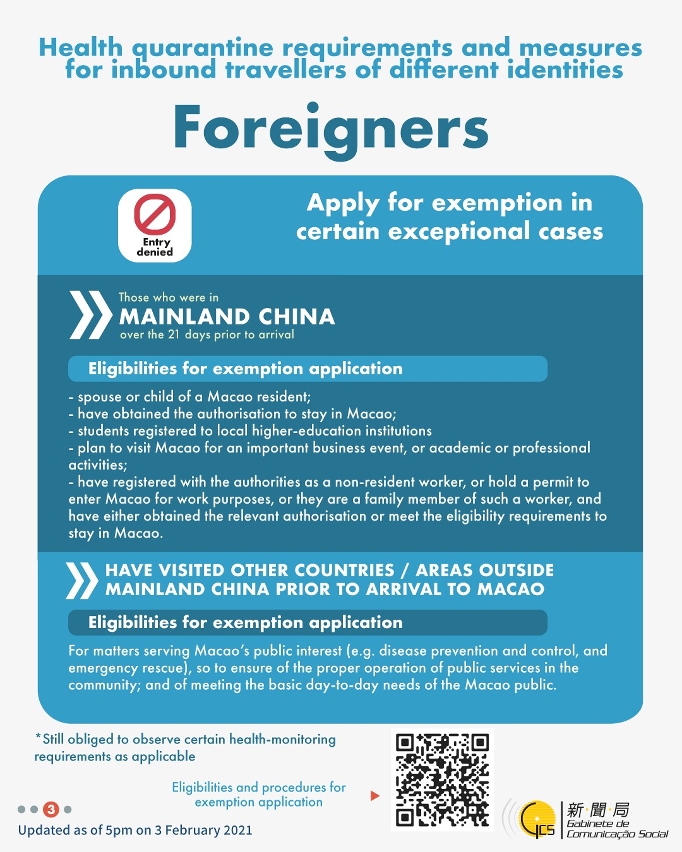 Health quarantine requirements and measures for inbound travellers of different identities