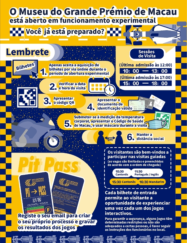 Lembrete sobre o funcionamento experimental do Museu do Grande Prémio de Macau