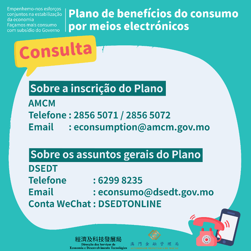 Formas de consulta sobre o Plano de benefícios de consumo por meios electrónicos