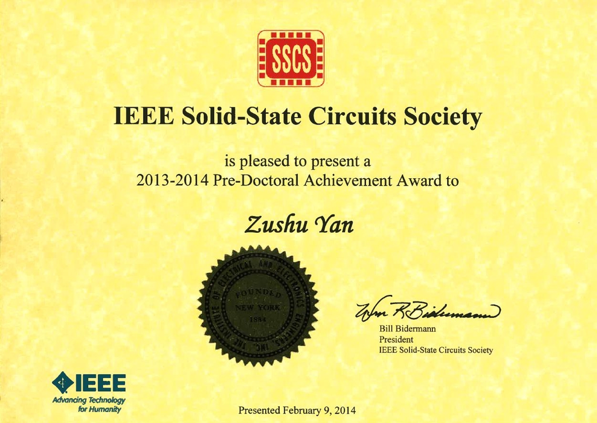 UM student gets the IEEE Solid-State Circuits Society Predoctoral Achievement Award