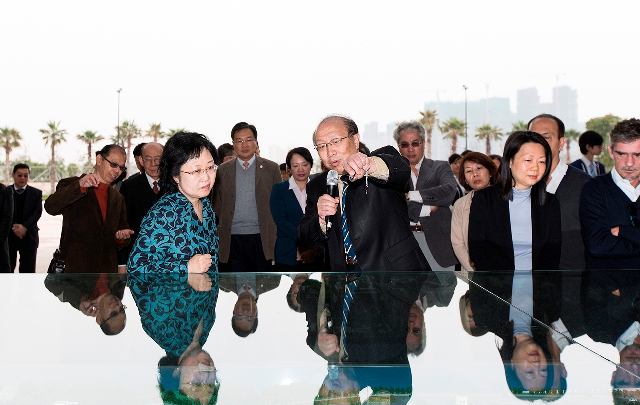 Wei Zhao explains the master plan for the new campus