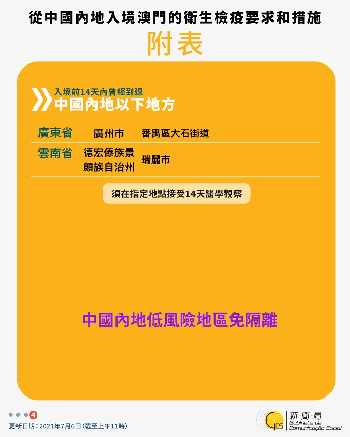 不同身份人士入境澳門衛生檢疫要求和措施