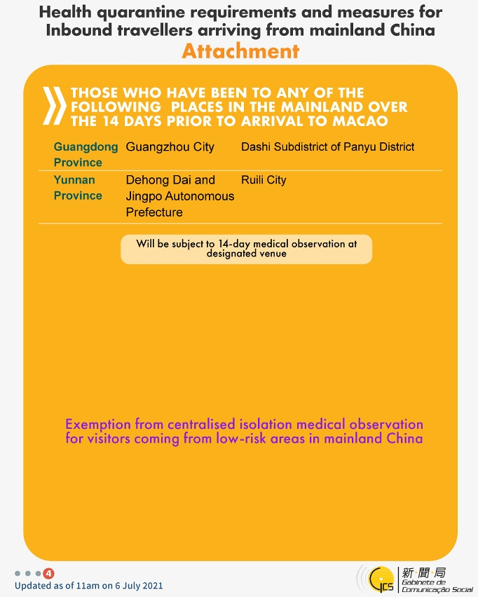 Health quarantine requirements and measures for inbound travellers of different identities.