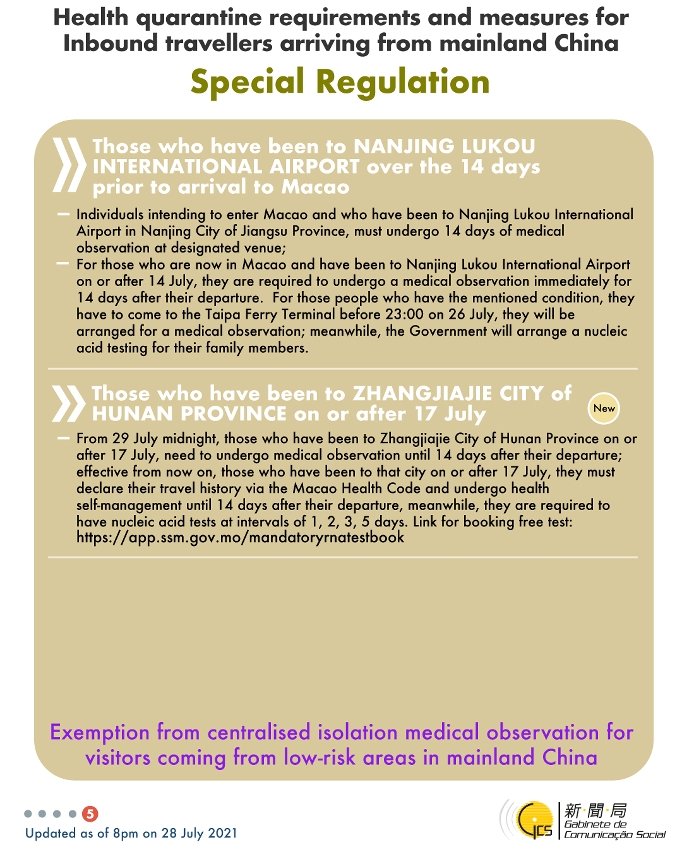 Health quarantine requirements and measures for inbound travellers of different identities.