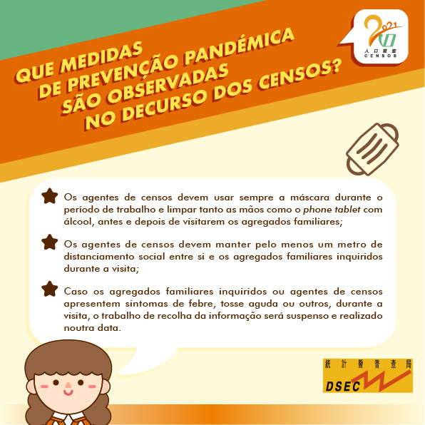 Que medidas de prevenção pandémica são observadas no decurso dos Censos?