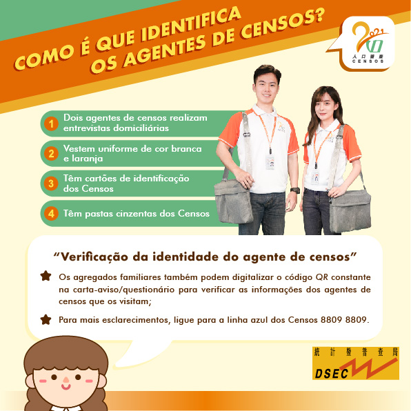 Como é que identifica os agentes de censos?