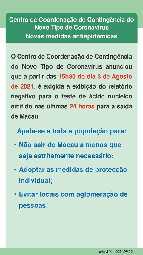 Novas medidas antiepidémicas