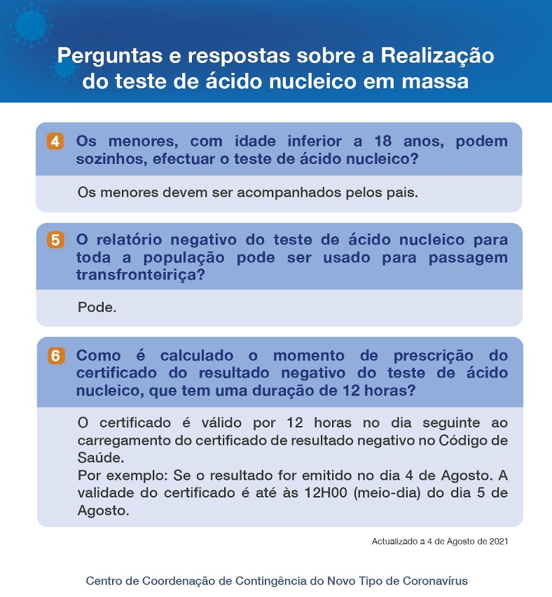 Perguntas e respostas sobre a Realização do teste de ácido nucleico em massa