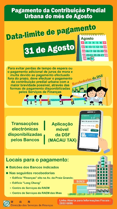 Pagamento da Contribuição Predial Urbana do mês de Agosto