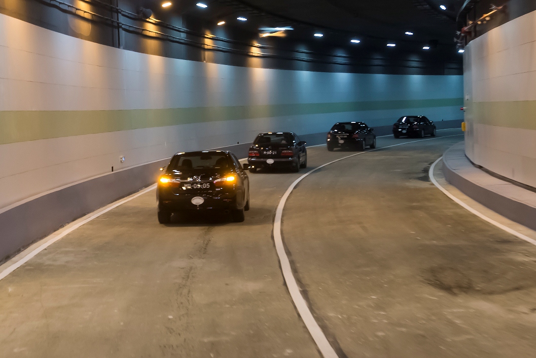 Entering the new campus via the underwater tunnel for the first time—a historic moment