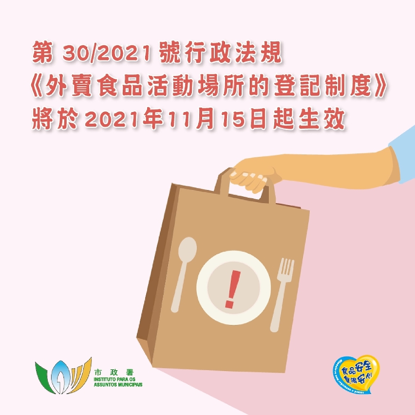 第30/2021號行政法規《外賣食品活動場所的登記制度》圖文包