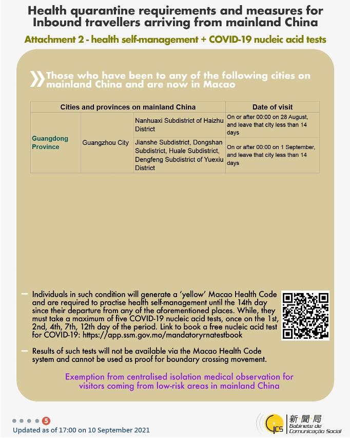 Health quarantine requirements and measures for inbound travellers of different identities. 