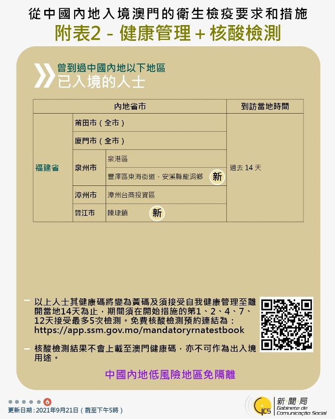 不同身份人士入境澳門衛生檢疫要求和措施
