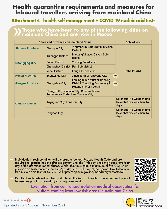 Health quarantine requirements and measures for inbound travellers of different identities. 