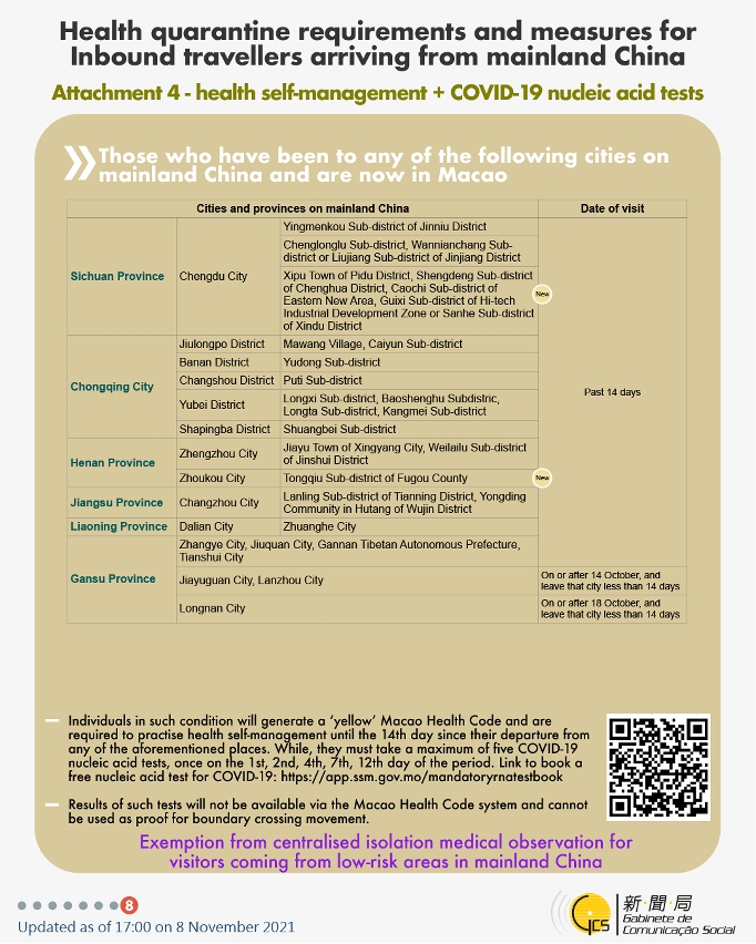 Health quarantine requirements and measures for inbound travellers of different identities. 