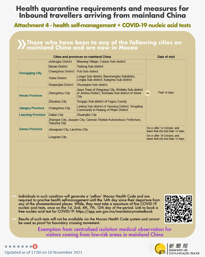 Health quarantine requirements and measures for inbound travellers of different identities. 