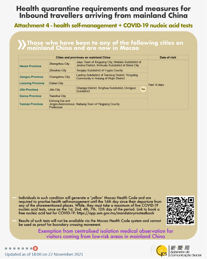 Health quarantine requirements and measures for inbound travellers of different identities.