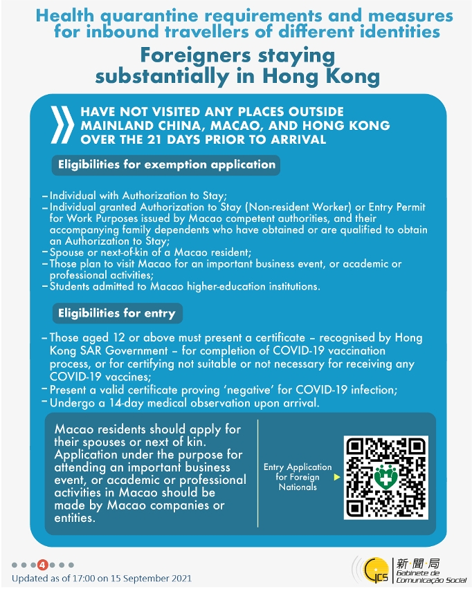 Health quarantine requirements and measures for inbound travellers of different identities.