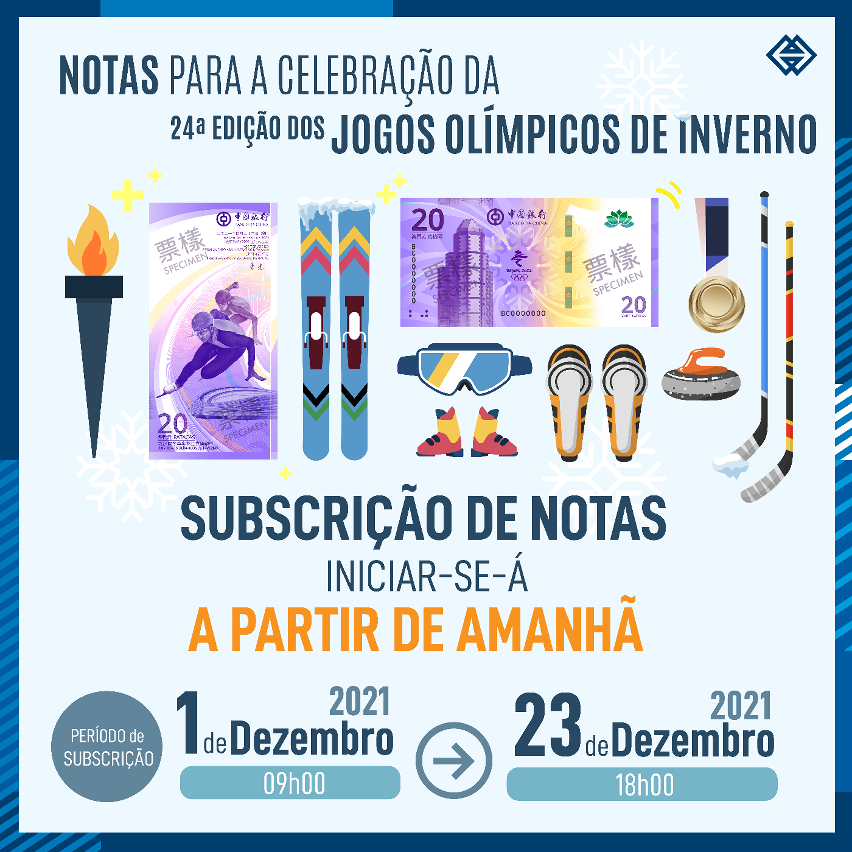 Subscrição das notas para a celebração da 24ª edição dos jogos olímpicos de inverno iniciar-se-á a partir de amanhã